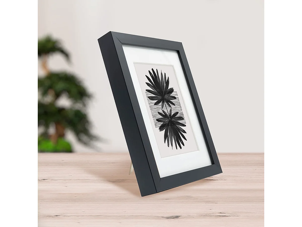 Cadre photo 18x24 cm Milan noir  avec passe-partout 13x18 cm