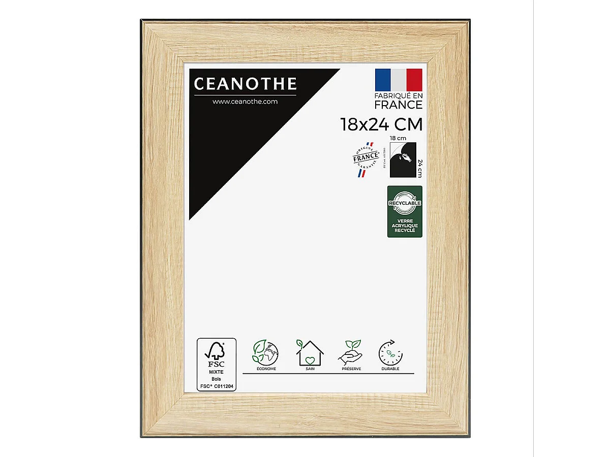 Cadre photo Newton bois noir 18x24 cm