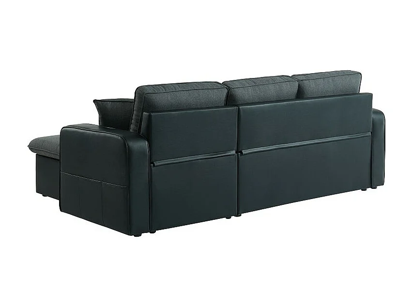 Canapé CANVAS tissu gris PU noir avec coffre convertible 4 places