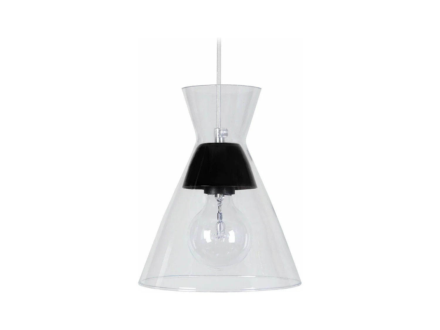 Suspension conique verre  noir 85 cm.