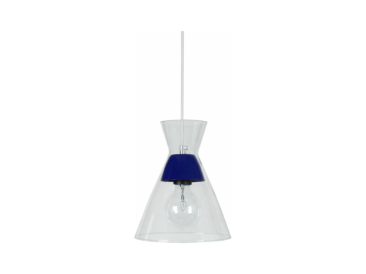 Suspension conique verre  bleu ciel 85 cm.