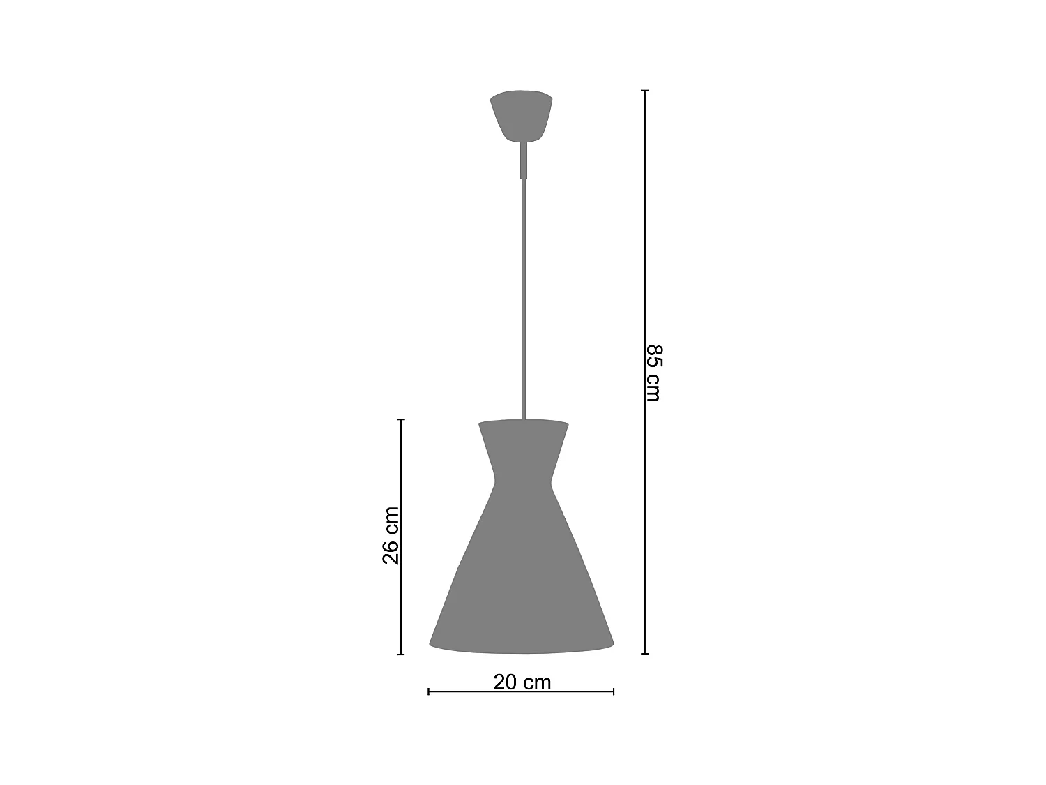 Suspension conique verre  marron 85 cm.