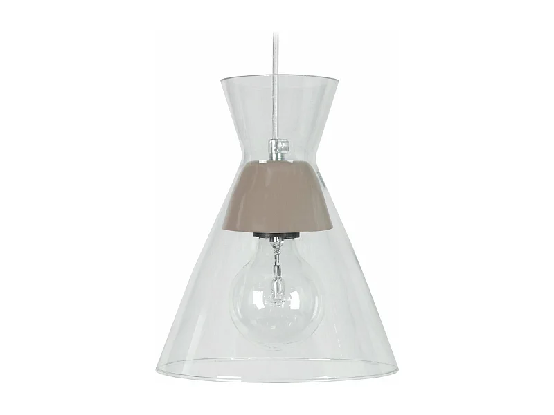 Suspension conique verre  taupe 85 cm.