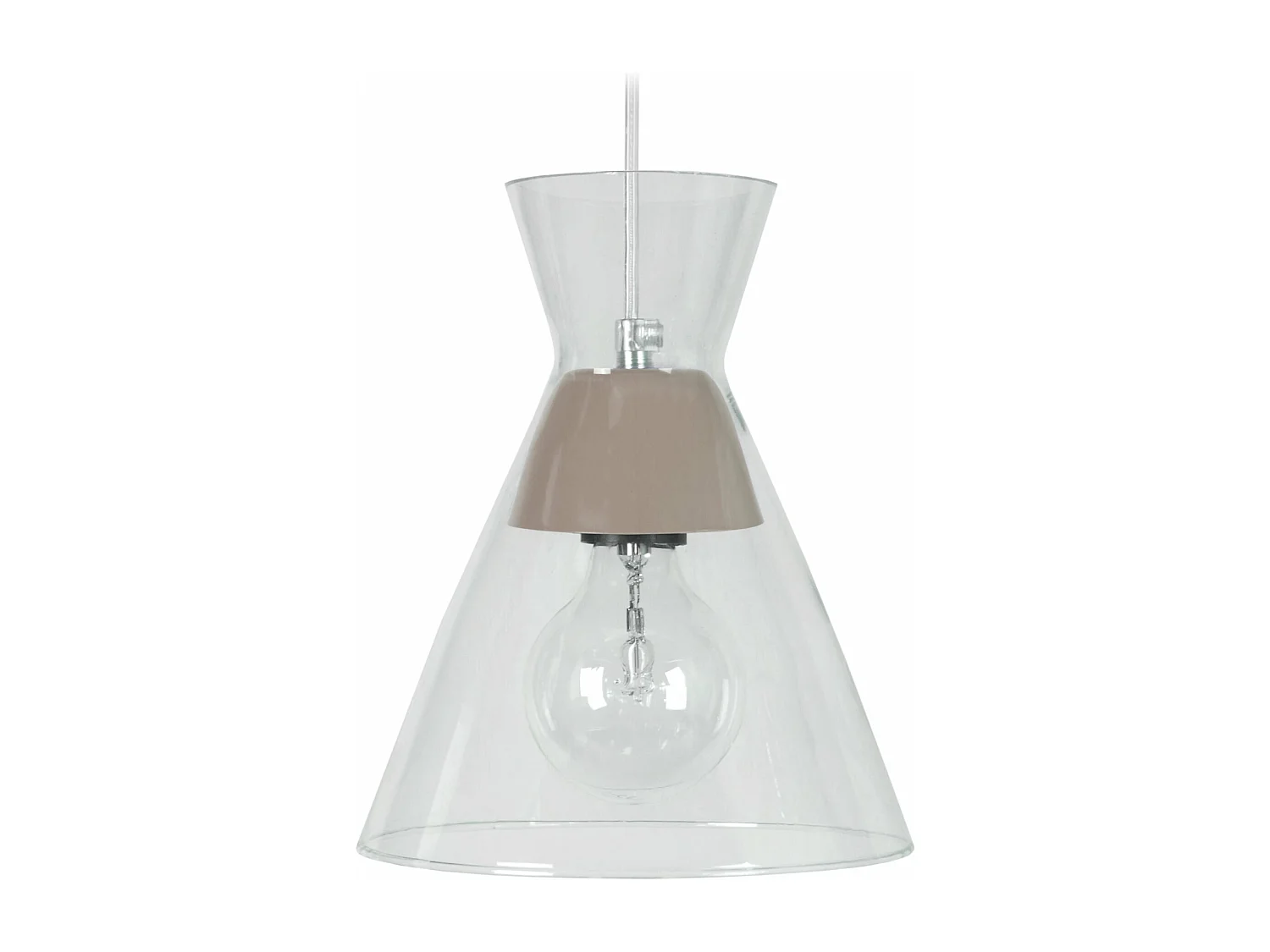 Suspension conique verre  taupe 85 cm.