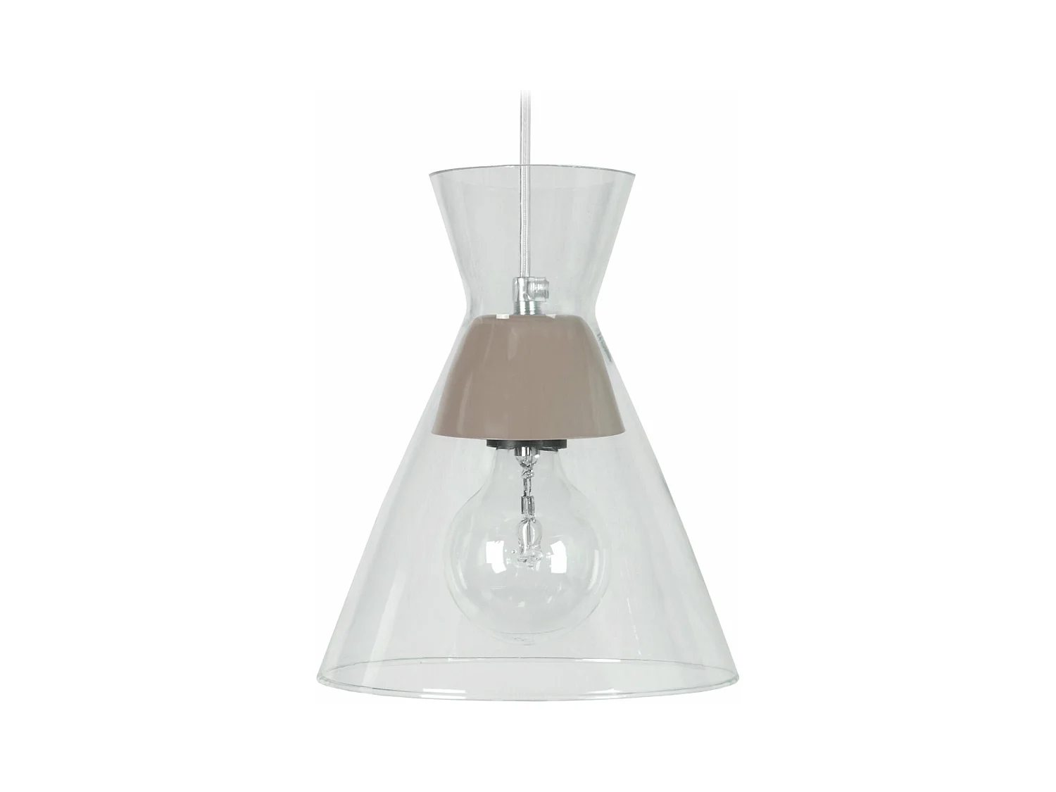 Suspension conique verre  taupe 85 cm.