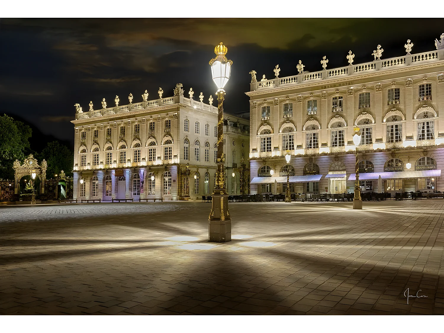 Tableau sur toile place Stanislas de nuit 65x97 cm