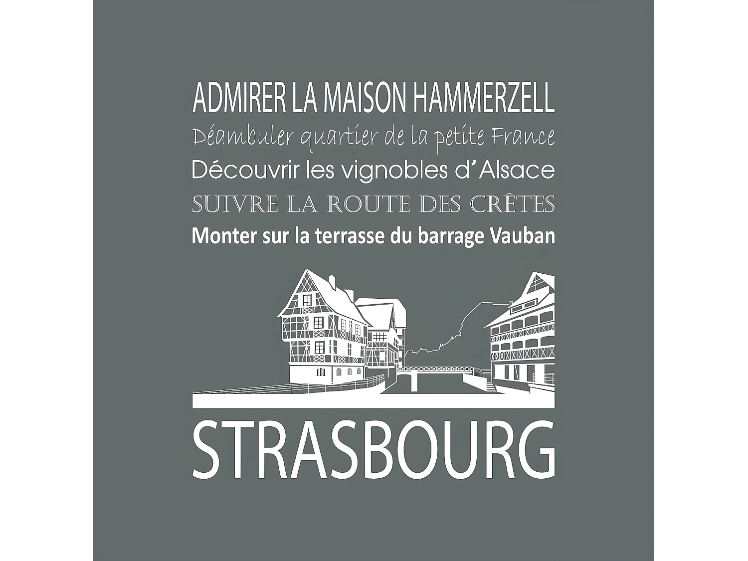 Tableau sur toile Strasbourg gris 30x30 cm