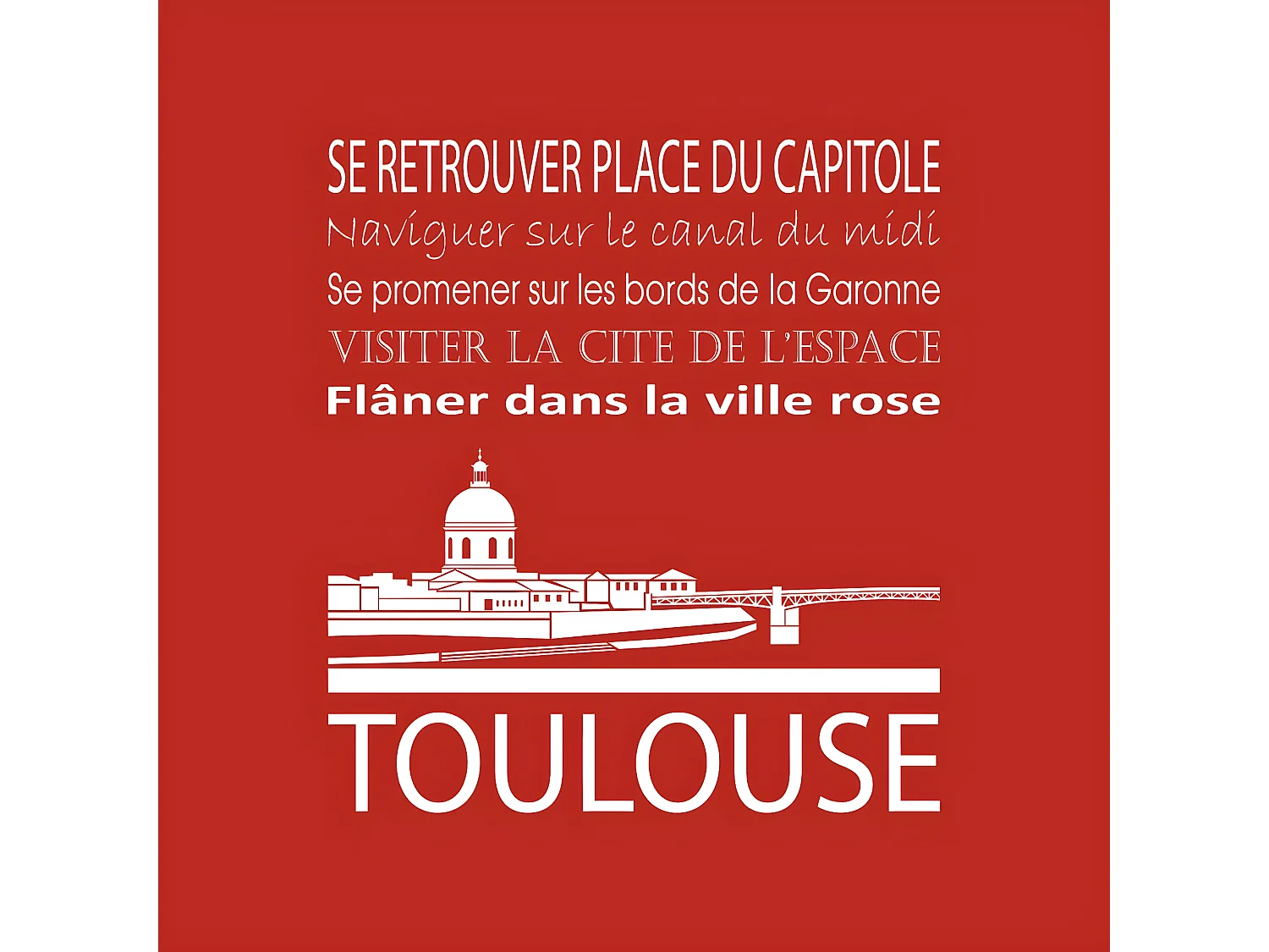 Tableau sur toile Toulouse rouge 30x30 cm
