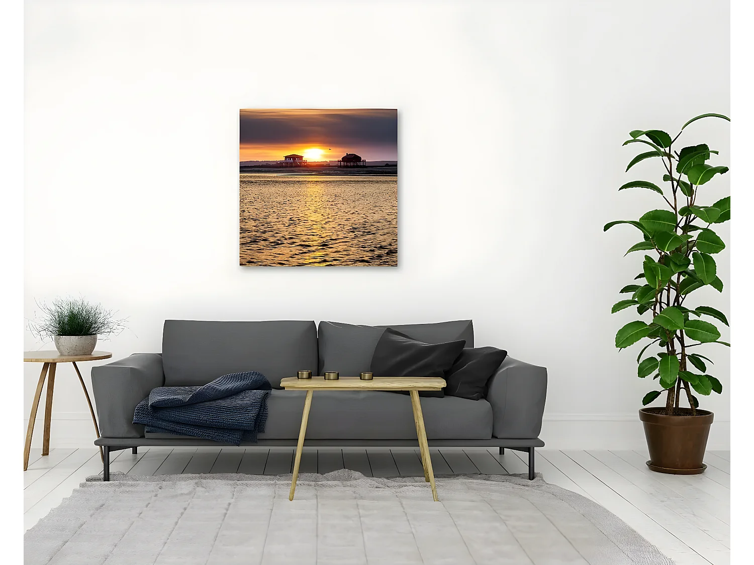 Tableau sur toile vue couché de soleil 90x90 cm