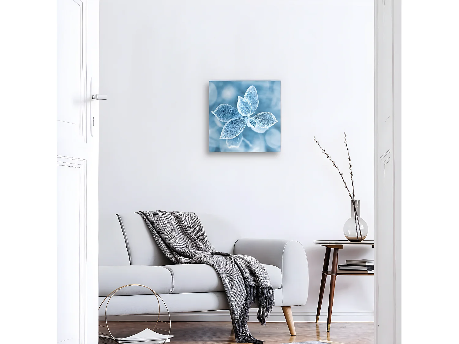 Tableau sur toile fleur gelée 30x30 cm