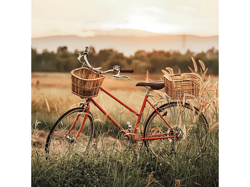Tableau sur toile vélo dans les blés 30x30 cm