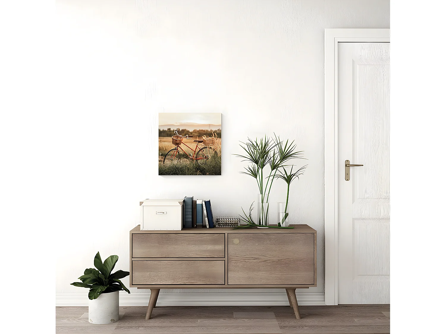 Tableau sur toile vélo dans les blés 30x30 cm