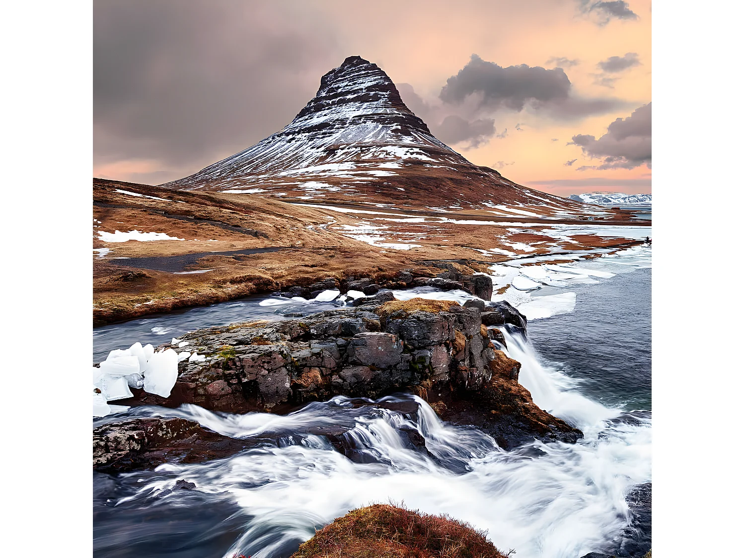 Tableau sur toile paysage nordique 30x30 cm