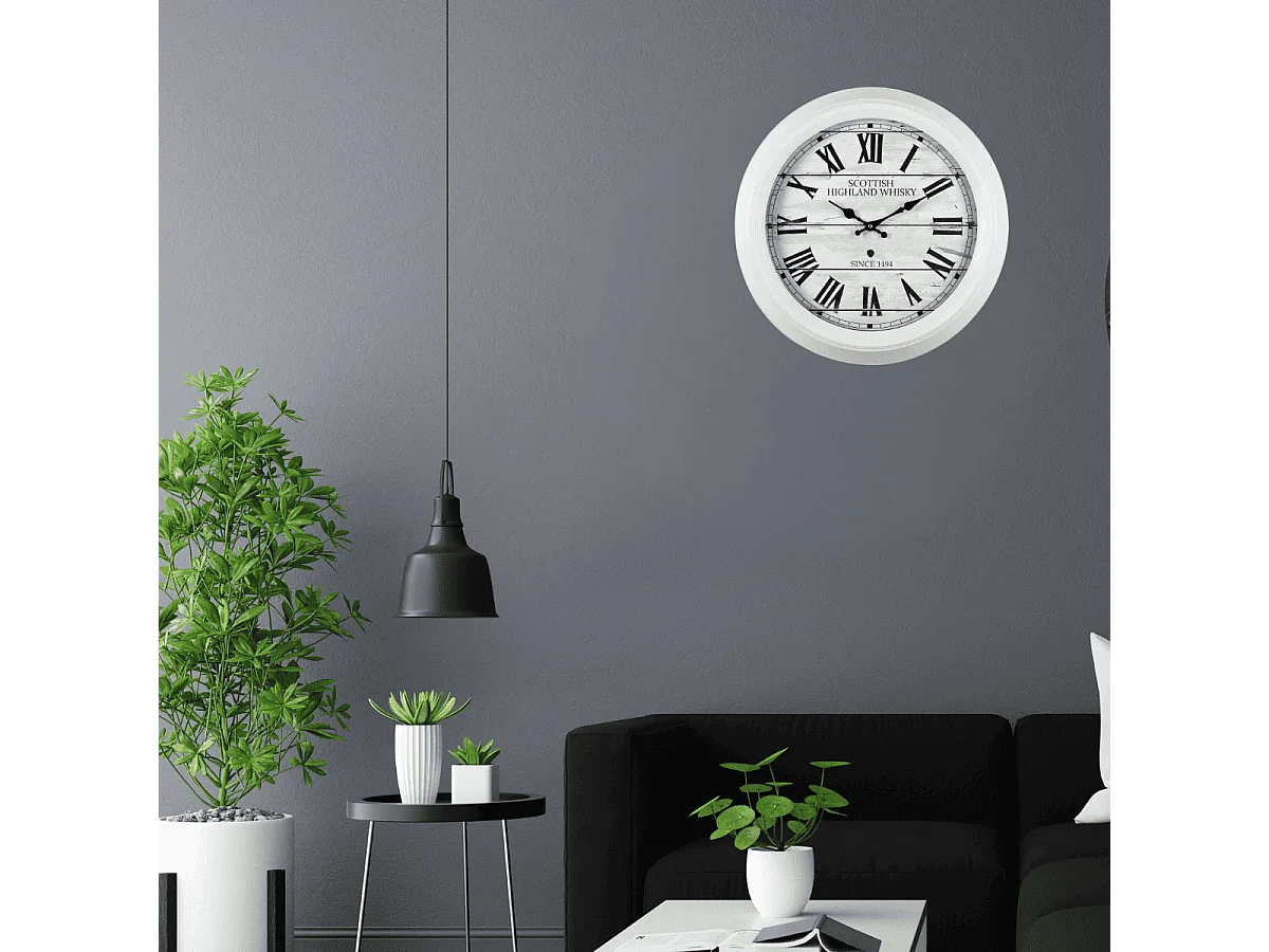 Horloge Scottish blanc 47 cm