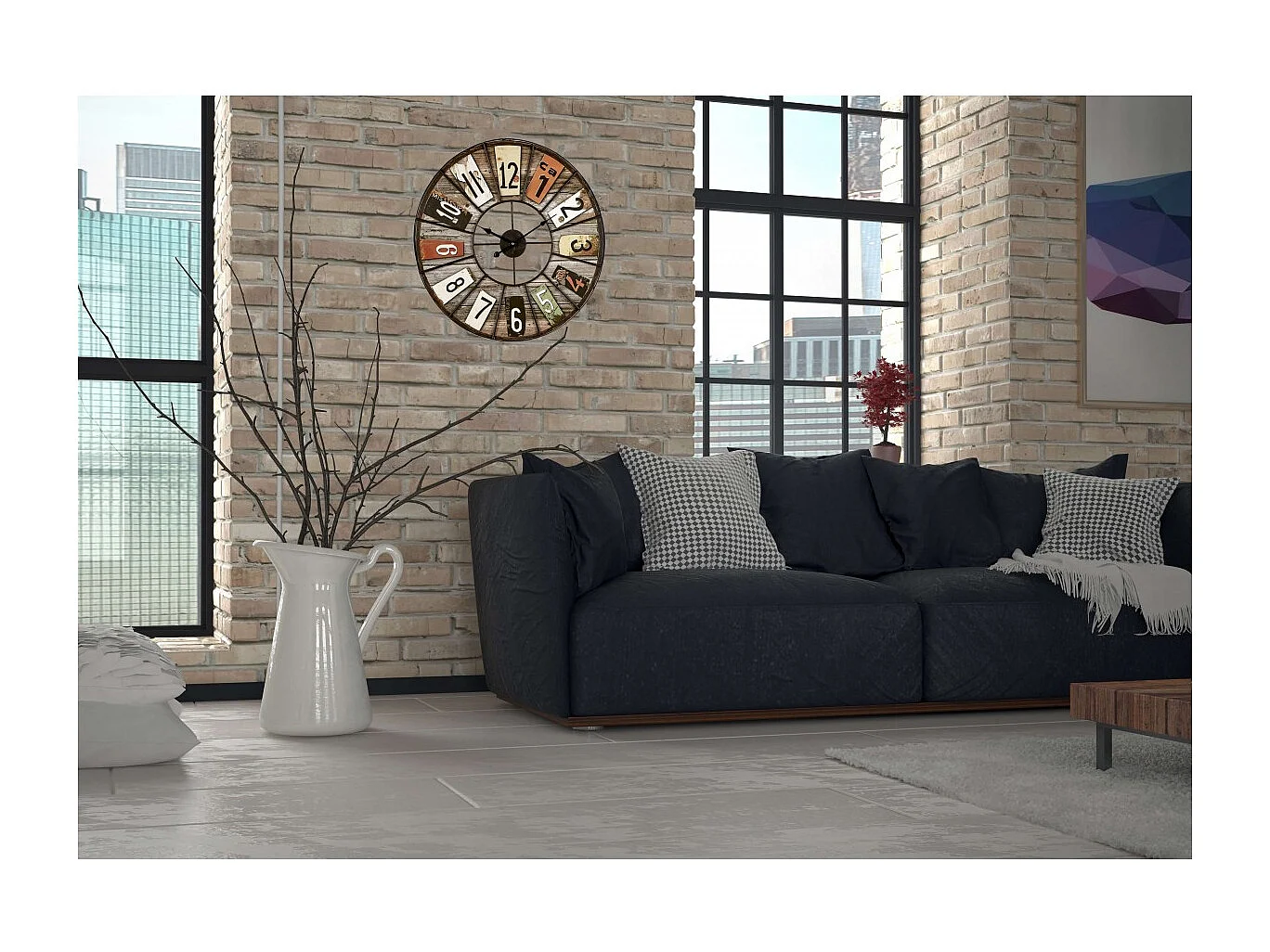 Horloge Loft color 60 cm