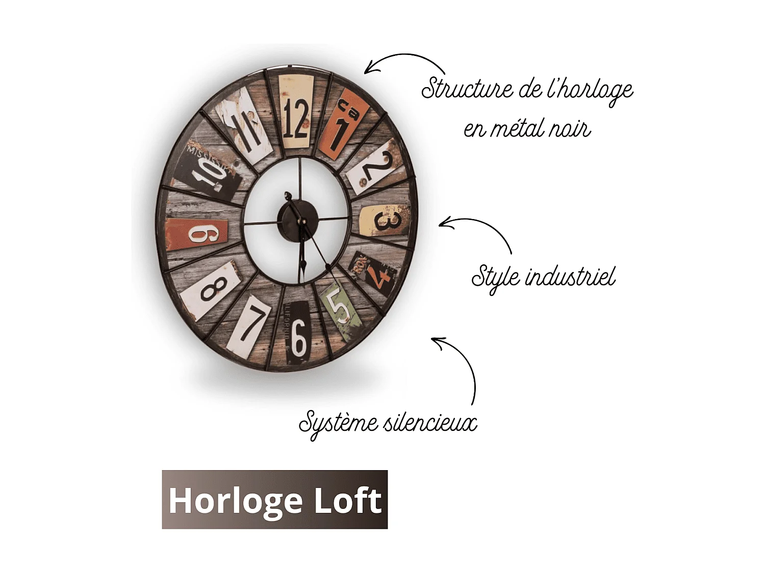 Horloge Loft color 60 cm