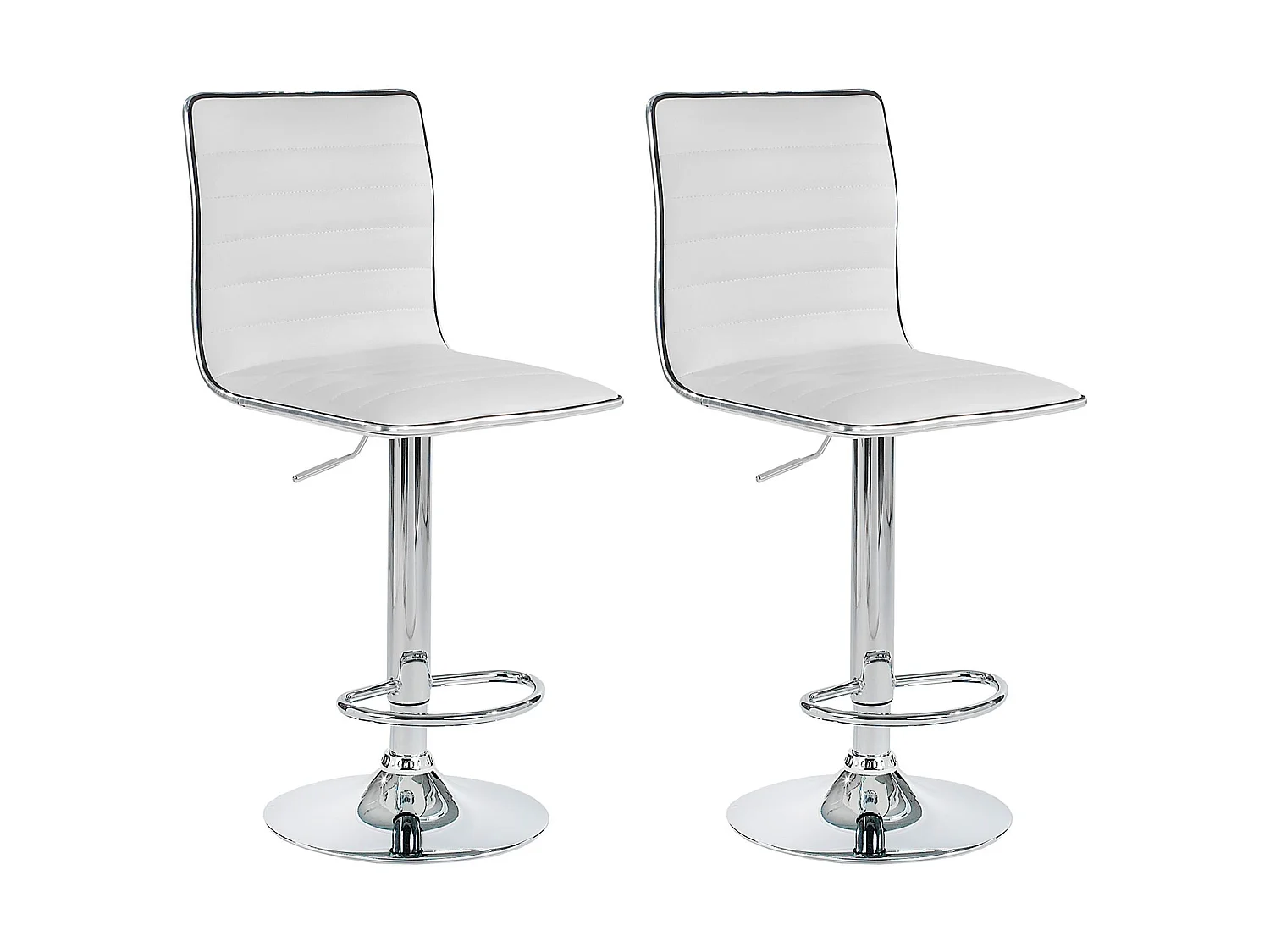 Lot de 2 tabourets de bar ROCA chaise haute droite pour cuisine/comptoir, réglable en hauteur et pivotante, en synthétique blanc