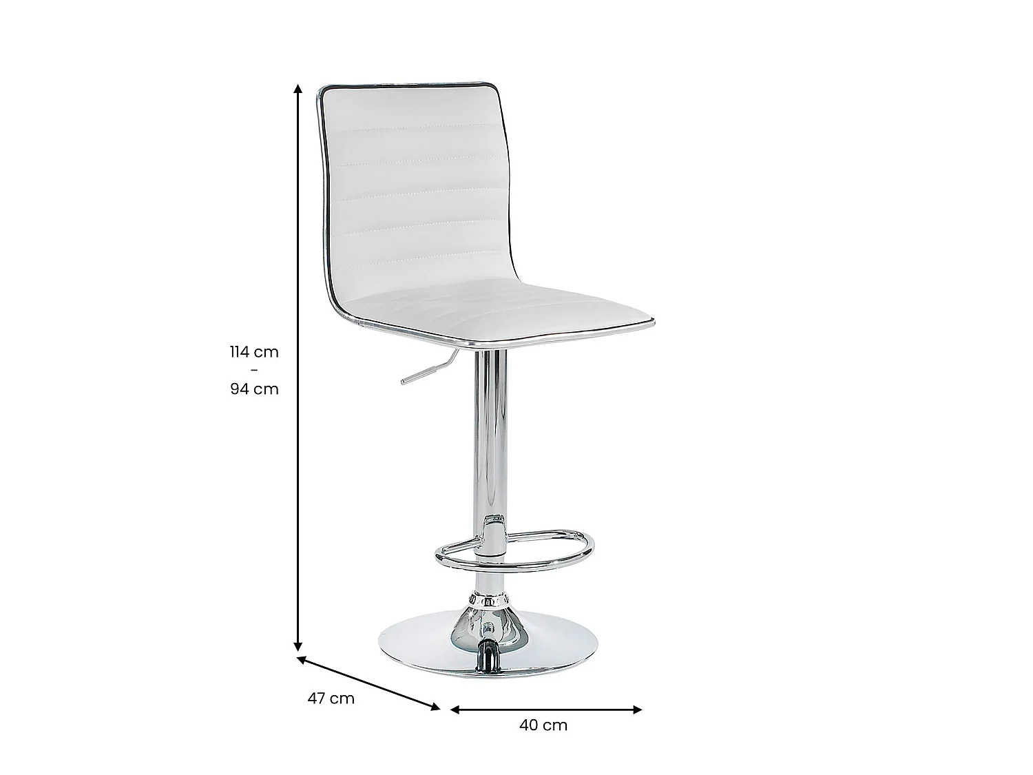 Lot de 2 tabourets de bar ROCA chaise haute droite pour cuisine/comptoir, réglable en hauteur et pivotante, en synthétique blanc