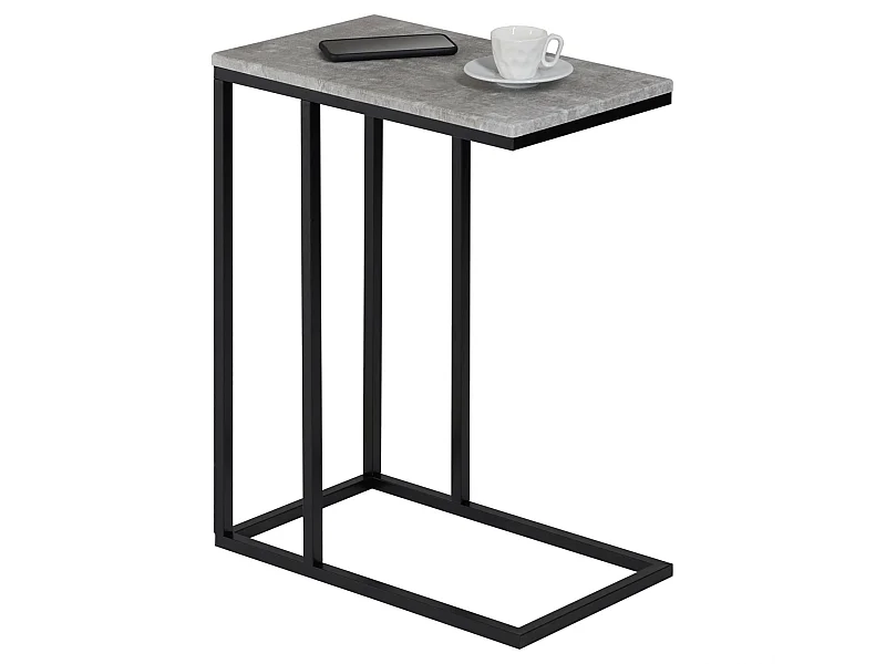 Bout de canapé DEBORA table d'appoint table à café table basse de salon cadre en métal noir et plateau en MDF décor béton
