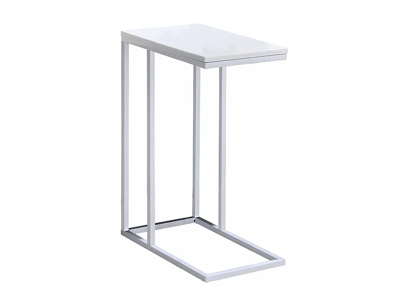 Bout de canapé DEBORA table d'appoint table basse de salon cadre en métal blanc plateau rectangulaire en MDF blanc mat