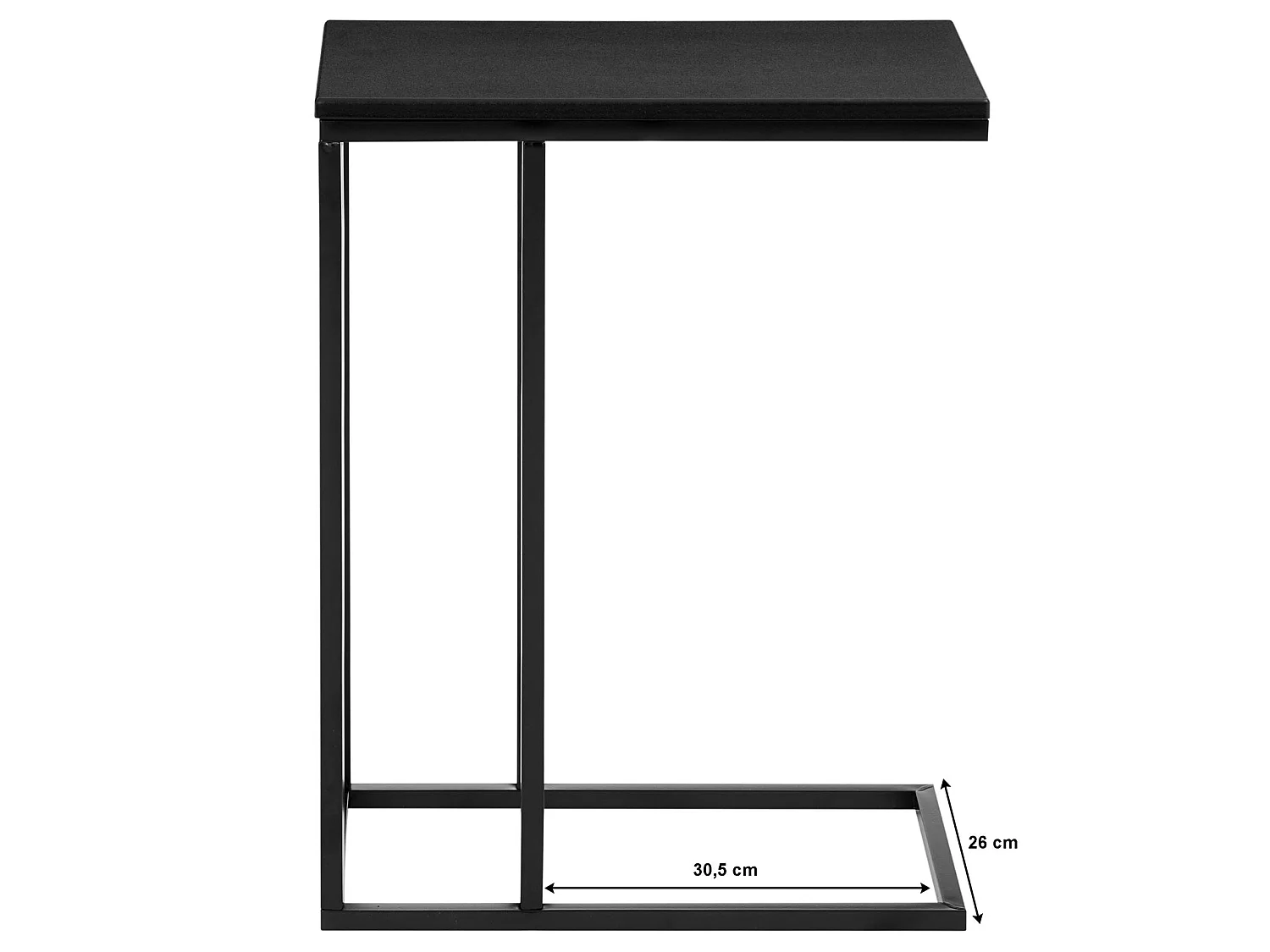Bout de canapé DEBORA table d'appoint table basse de salon cadre en métal noir et plateau rectangulaire en MDF noir mat
