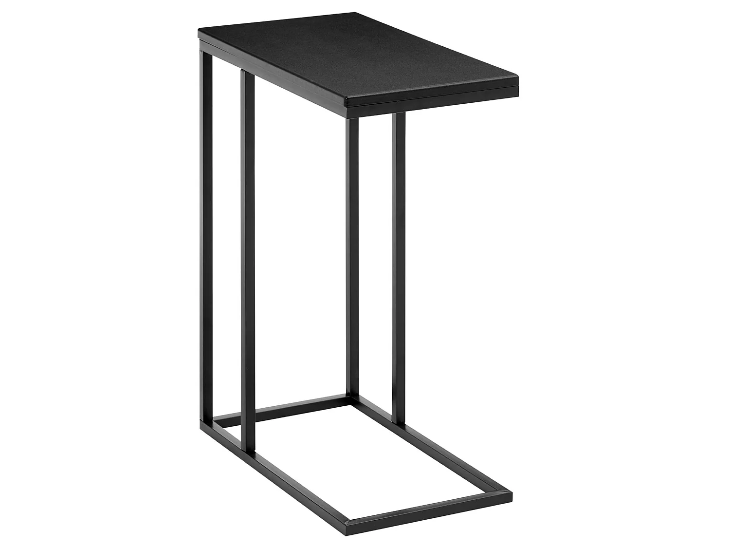 Bout de canapé DEBORA table d'appoint table basse de salon cadre en métal noir et plateau rectangulaire en MDF noir mat