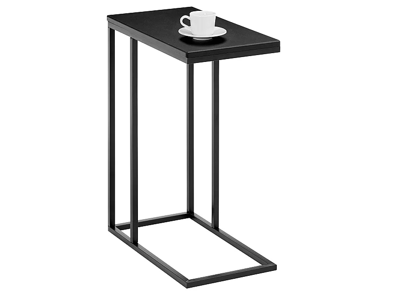 Bout de canapé DEBORA table d'appoint table basse de salon cadre en métal noir et plateau rectangulaire en MDF noir mat