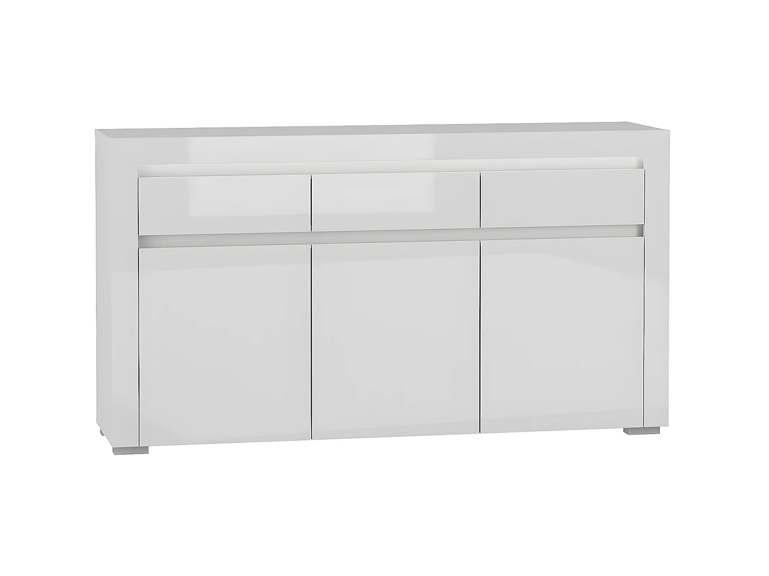 Buffet 3 portes 3 tiroirs LED inclus Kasla Blanc