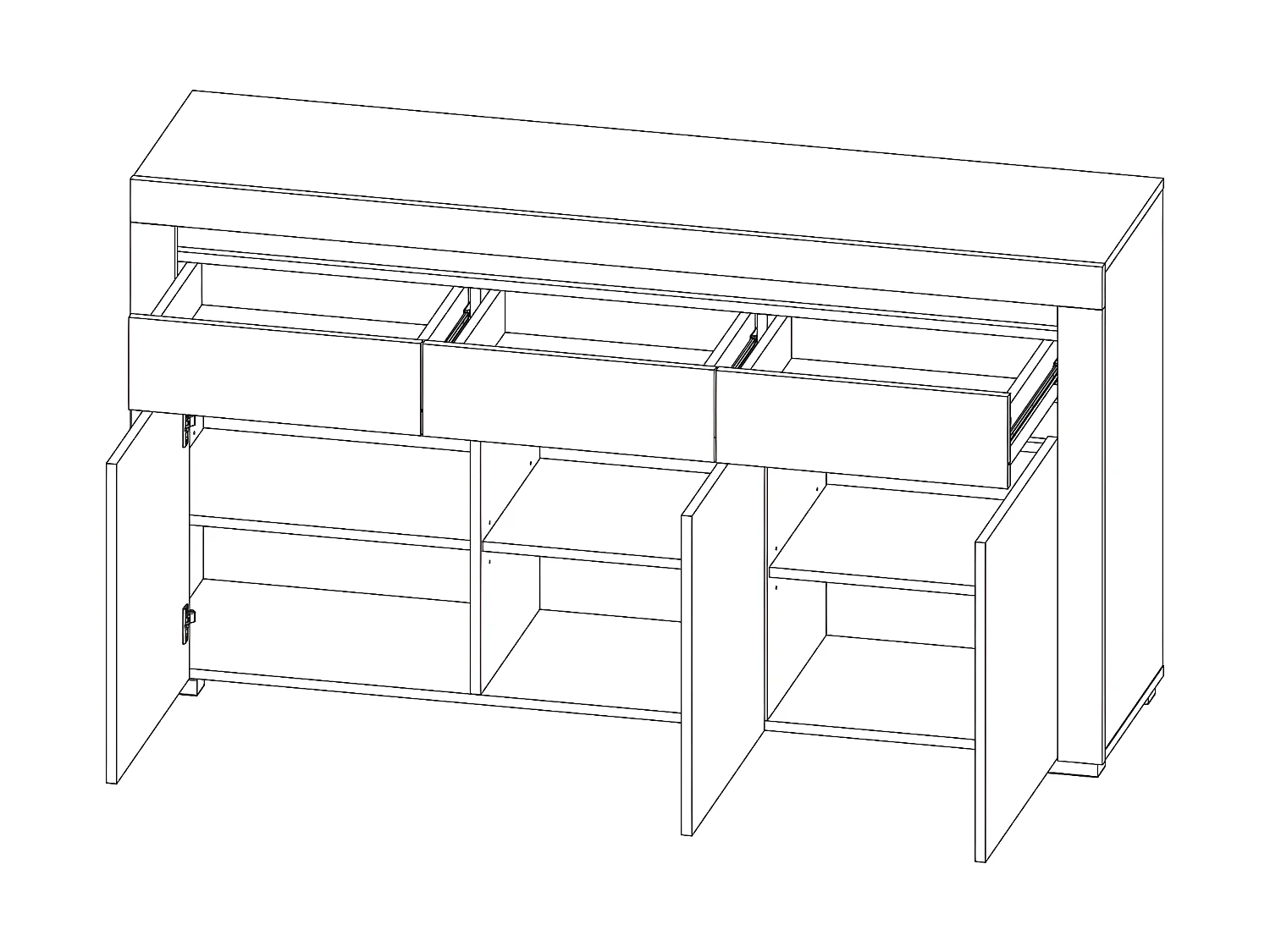 Kasla Wood en Antraciet 3-deurs dressoir met 3 LED laden