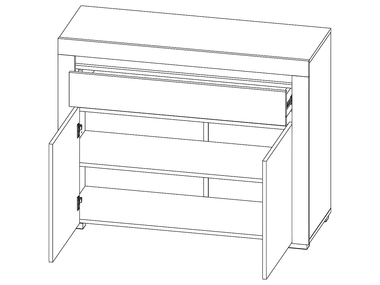 Dressoir 2 deuren 1 lade inclusief LED Kasla Wit