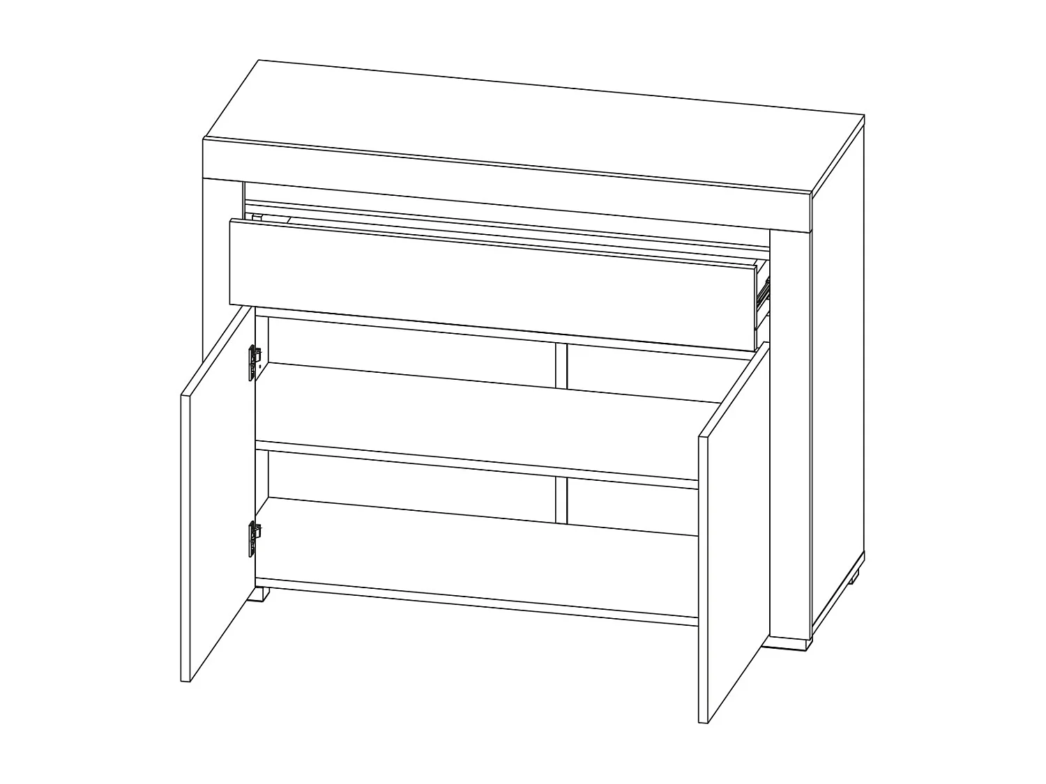Buffet 2 portes 1 tiroir LED inclus Kasla Blanc