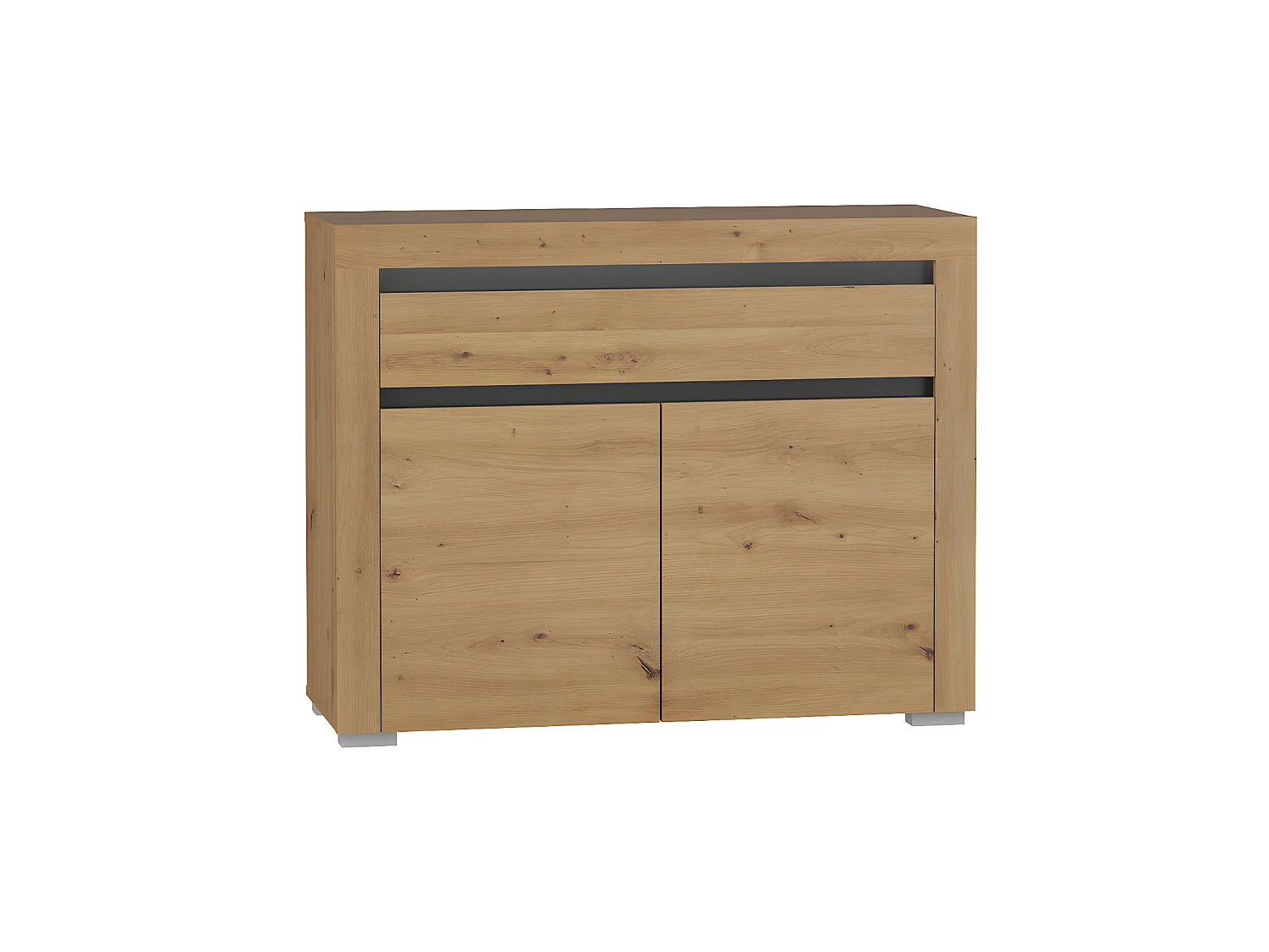 Kasla Wood en Antraciet 2-deurs dressoir met 1 LED-lade