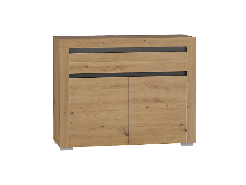 Buffet 2 portes 1 tiroir LED inclus Kasla Bois et Anthracite