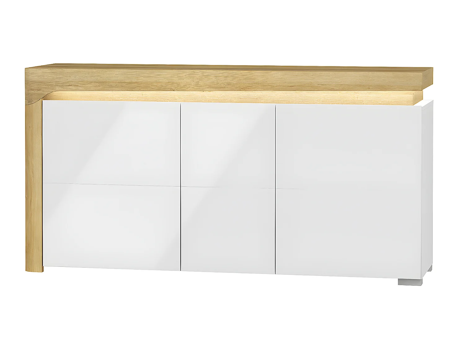 Aparador 3 portas Teo branco e madeira 82cm