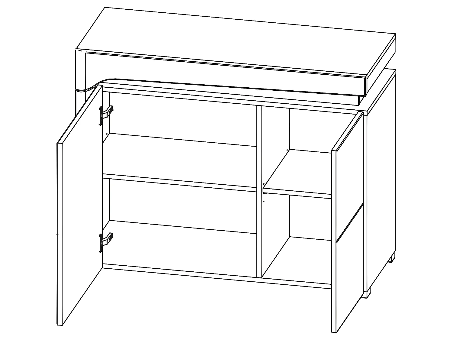 Aparador 2 portas Teo branco e madeira 82cm