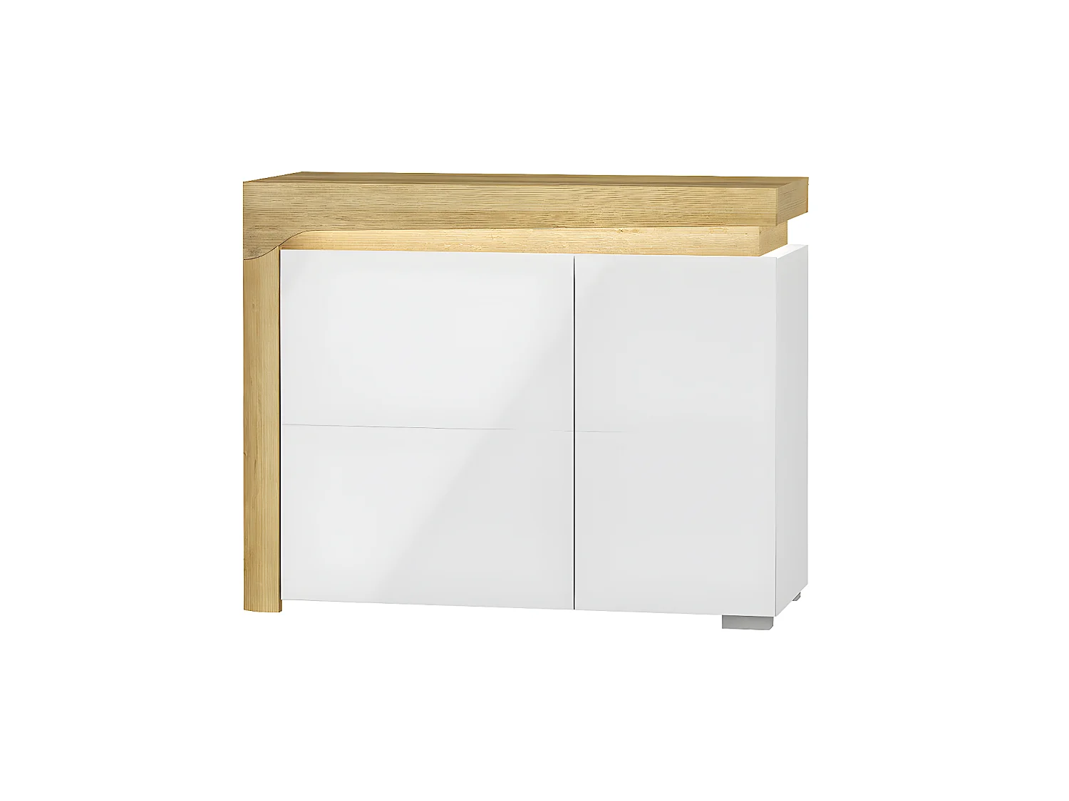 Buffet 2 portes LED inclus Teo Blanc et Bois