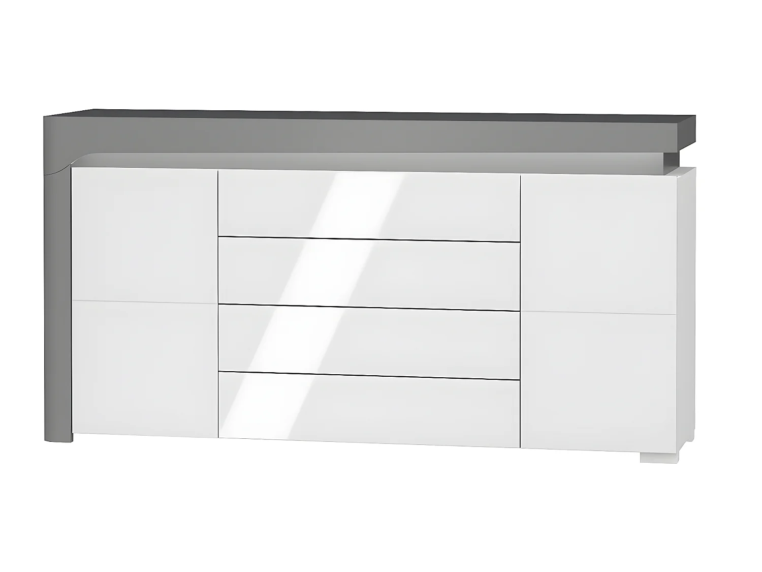Teo Wit en Grijs 2-deurs dressoir met 4 LED laden