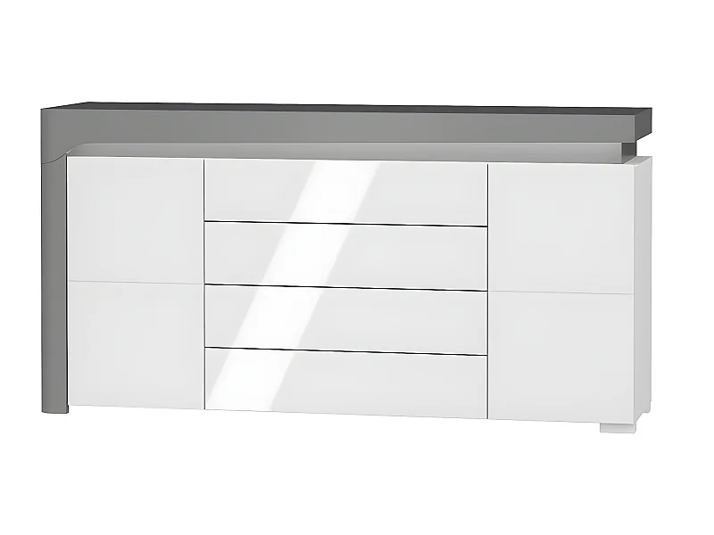 Aparador 2 portas 4 gavetas Teo branco e cinzento 82cm