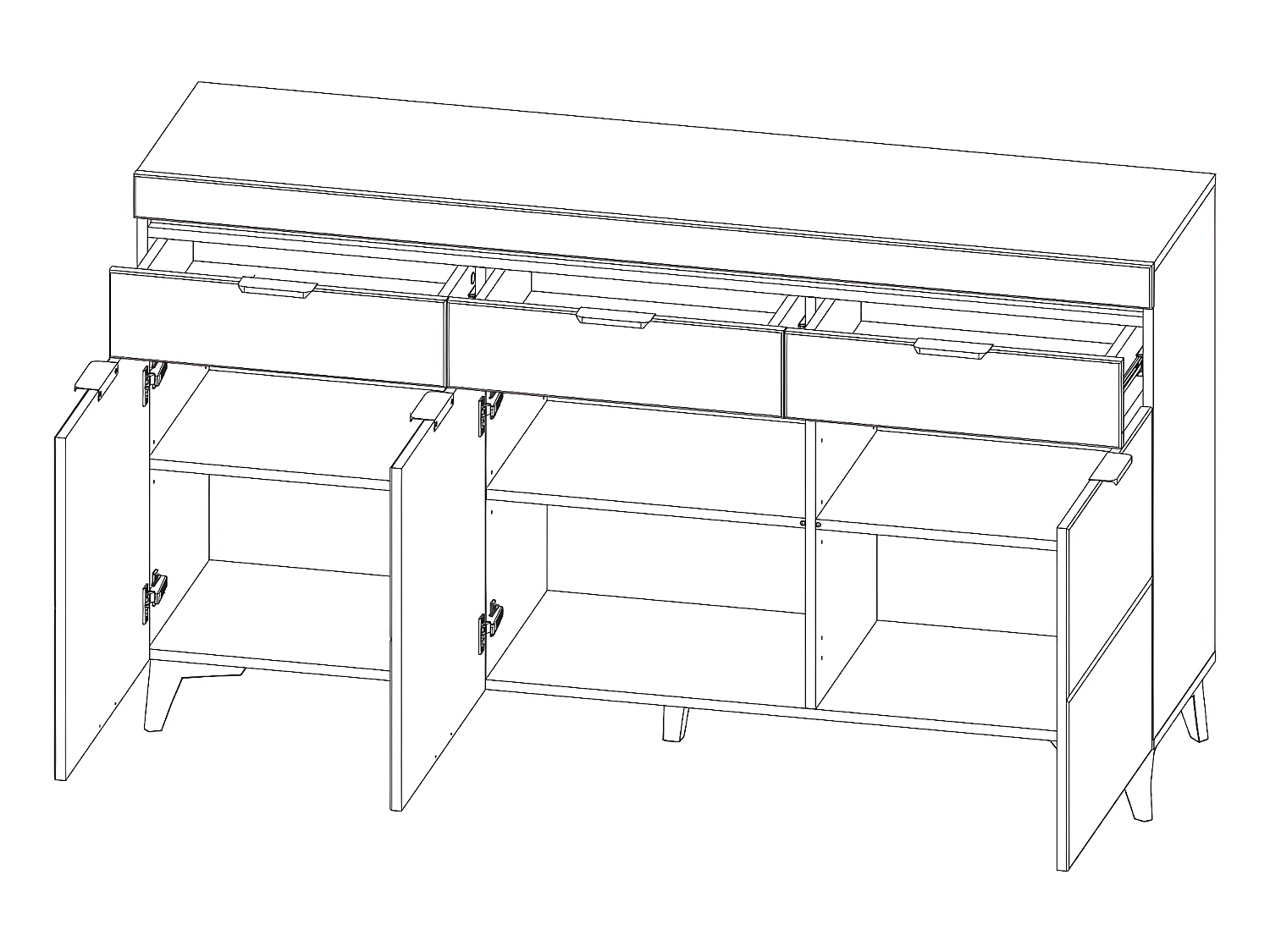 Ruben Wit 3-deurs dressoir met 3 LED laden