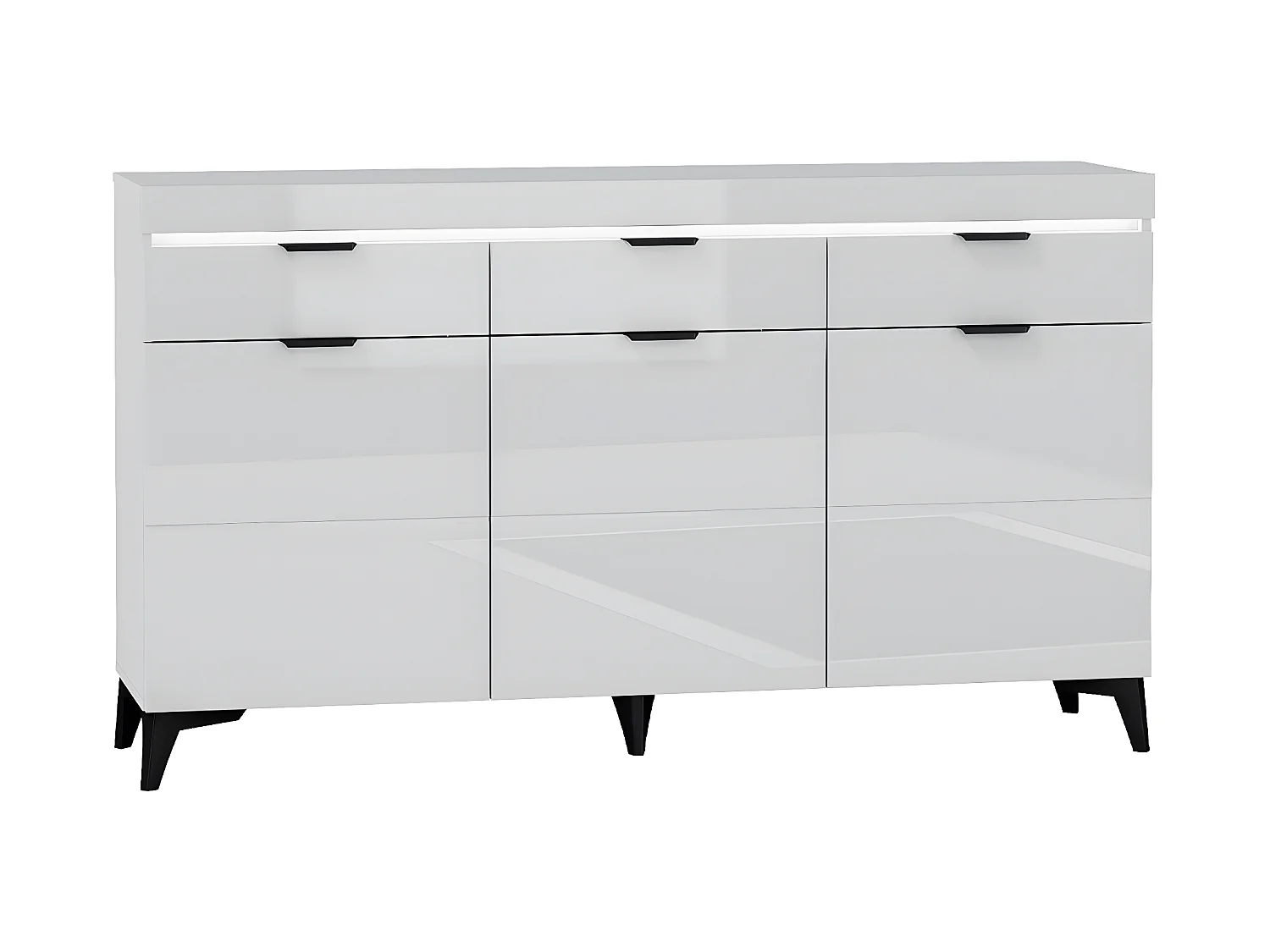 Buffet 3 portes 3 tiroirs LED inclus Ruben Blanc