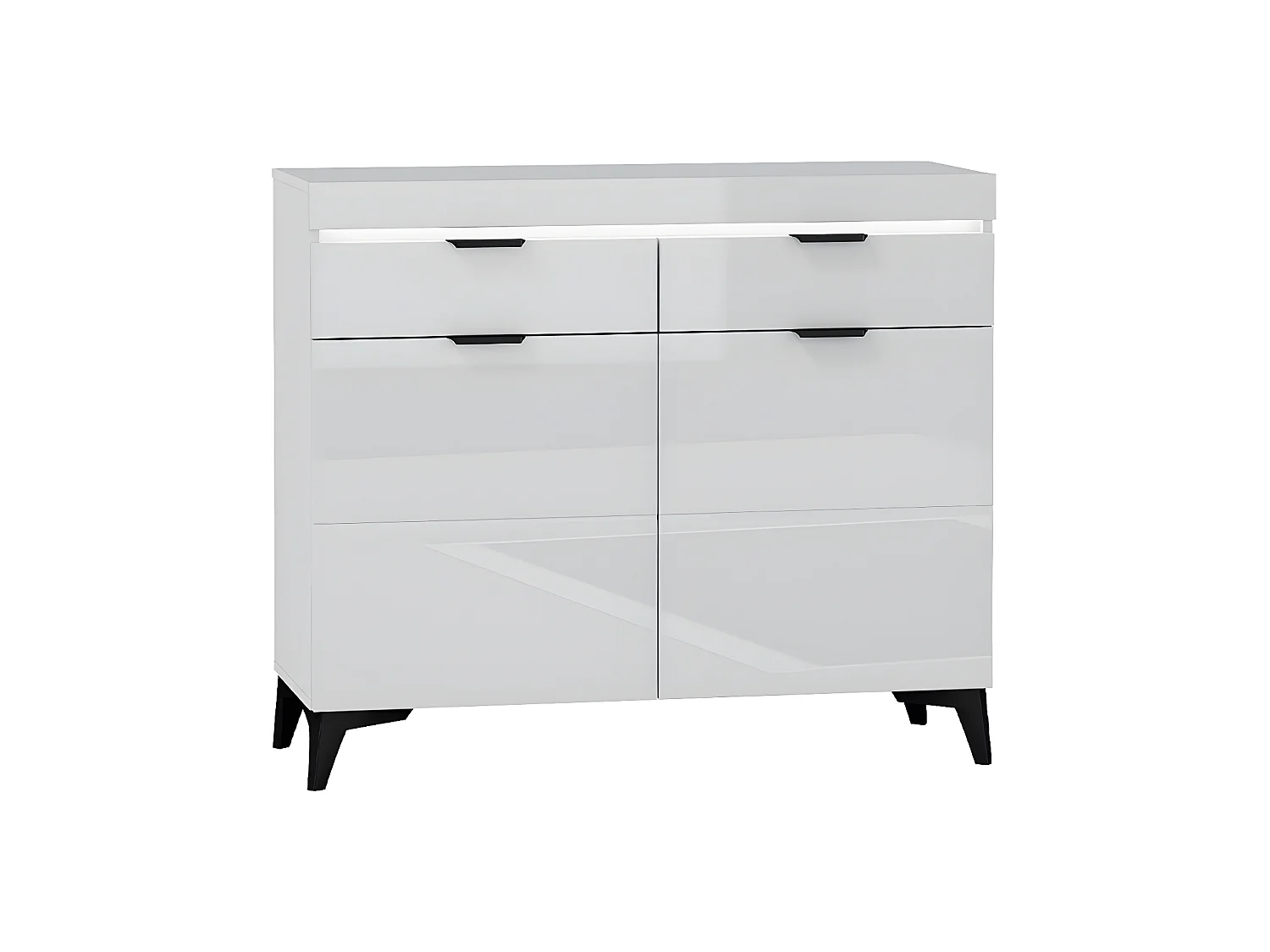 Buffet 2 portes 2 tiroirs LED inclus Ruben Blanc