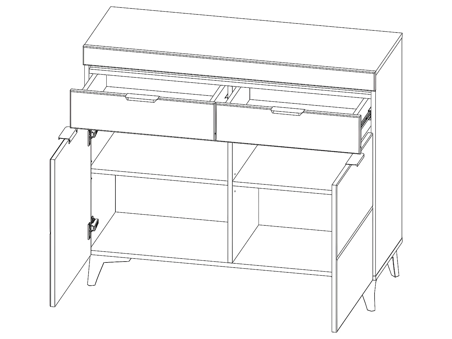 2-deurs dressoir met 2 LED laden Ruben White