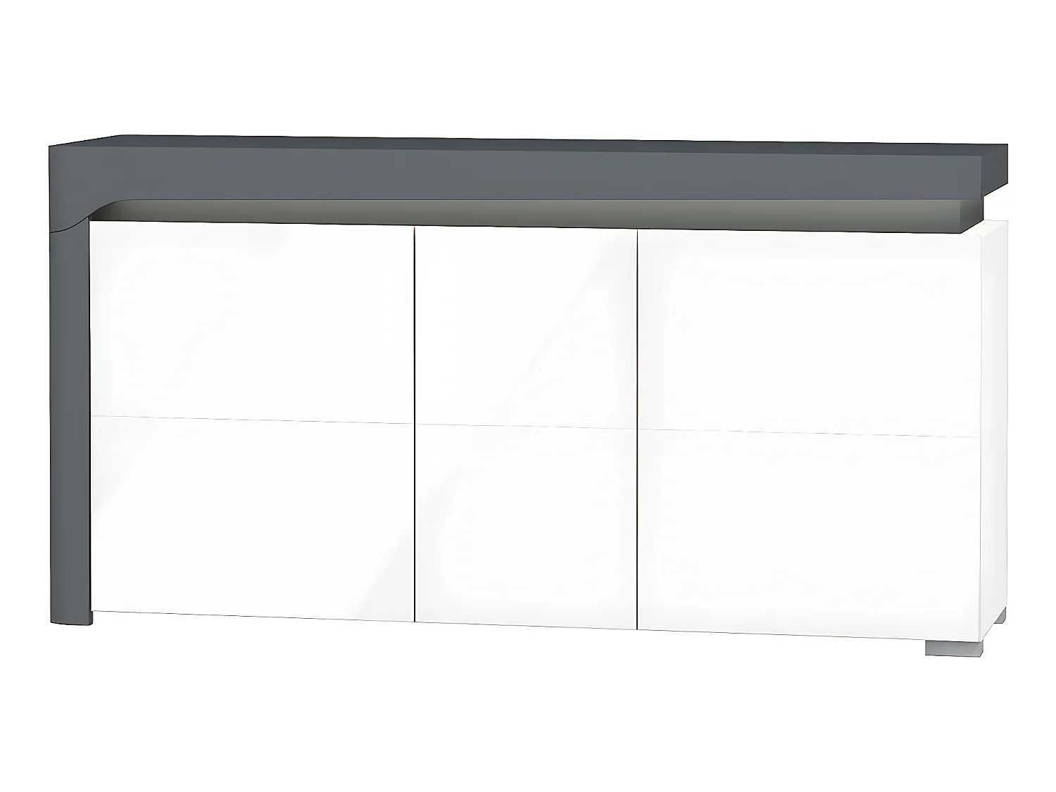 Buffet 3 portes LED inclus Teo Blanc et Gris