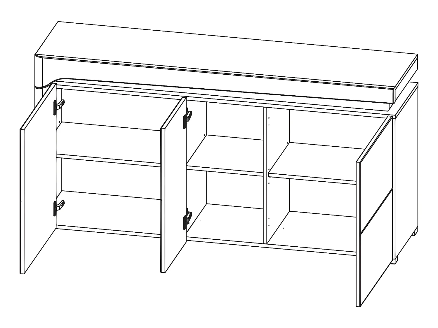 Buffet 3 portes LED inclus Teo Blanc et Gris