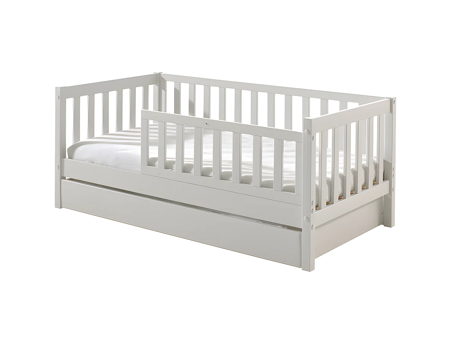 Cama Vipack Tod 70x140 com estrado de molas e gaveta - Branco