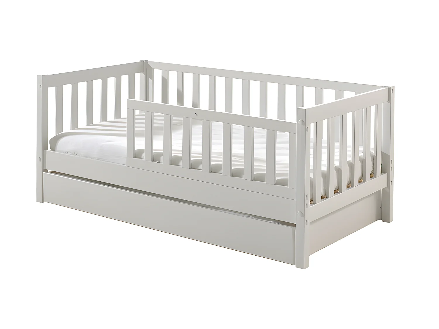 Cama 70x140 con somier y cajón Vipack Tod - Blanco