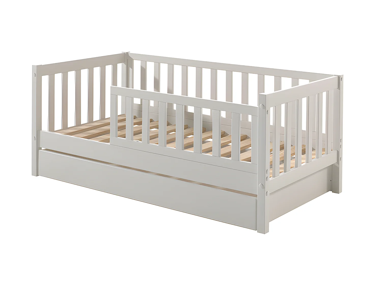 Cama 70x140 con somier y cajón Vipack Tod - Blanco