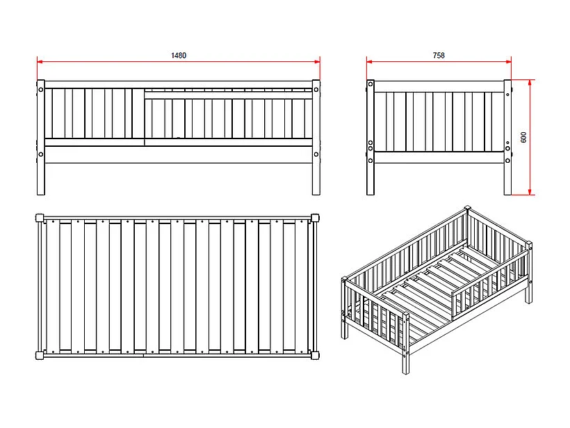 Cama 70x140 con somier y cajón Vipack Tod - Blanco