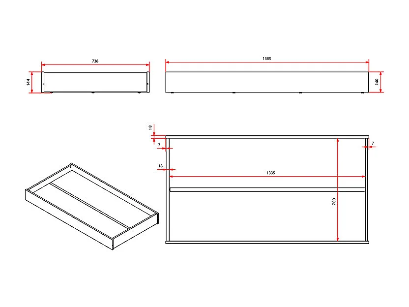 Cama 70x140 con somier y cajón Vipack Tod - Blanco