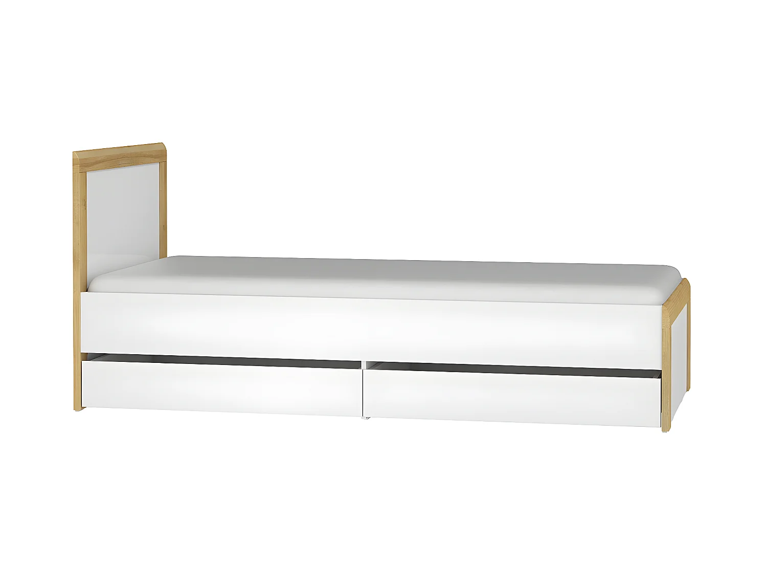 Lit 90x200 tiroirs inclus Teo Blanc et Bois